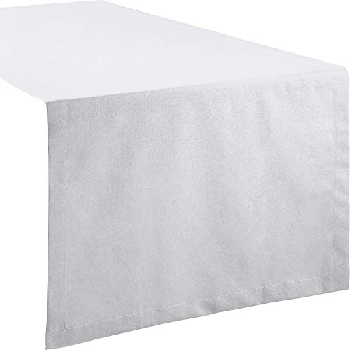 REDBEST Tischdecke, Tischläufer Uni Seattle, 100% Baumwolle weiß Größe 40x170 cm - Robustes, glattes Gewebe, mit hochwertigem Kuvertsaum von REDBEST