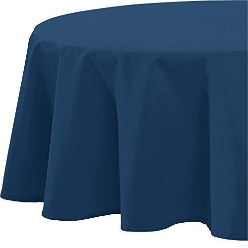REDBEST Tischdecke, Tischwäsche Uni Seattle, 100% Baumwolle - Robustes, glattes Gewebe, dunkelblau Größe rund 160 cm Ø (weitere Farben, Größen) von REDBEST