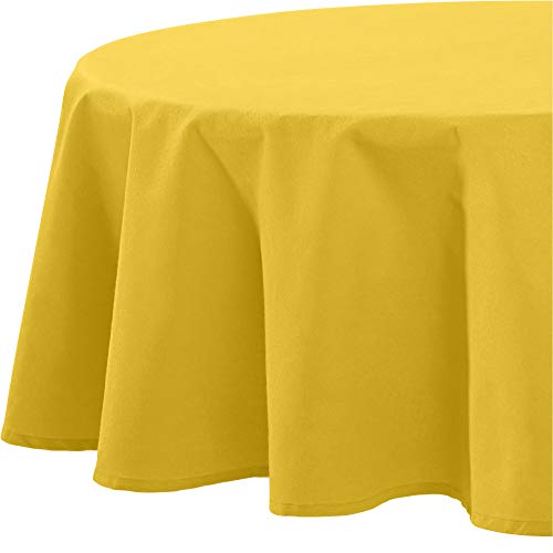REDBEST Tischdecke, Tischwäsche Uni Seattle, 100% Baumwolle - Robustes, glattes Gewebe, gelb Größe rund 160 cm Ø (weitere Farben, Größen) von REDBEST