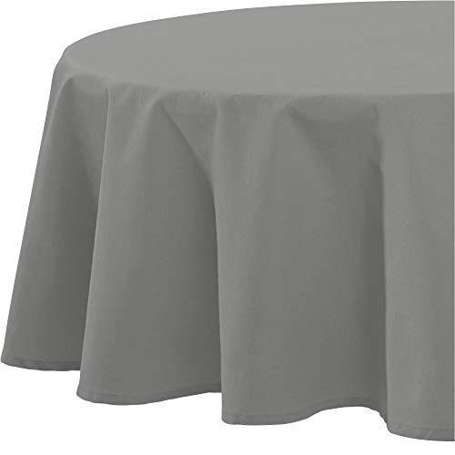 REDBEST Tischdecke, Tischwäsche Uni Seattle, 100% Baumwolle - Robustes, glattes Gewebe, grau Größe rund 160 cm Ø (weitere Farben, Größen) von REDBEST