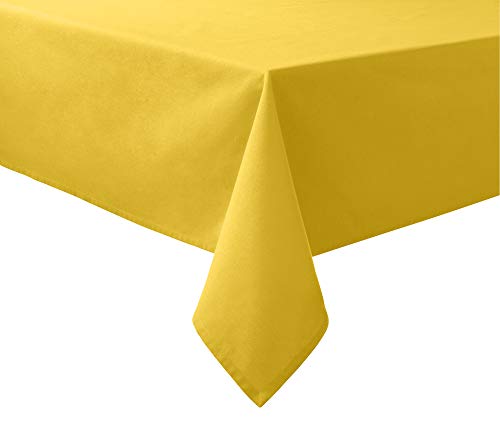 REDBEST Tischdecke, Tischwäsche Uni Seattle, 100% Baumwolle gelb Größe 110x140 cm - Robustes, glattes Gewebe, mit hochwertigem Kuvertsaum von REDBEST