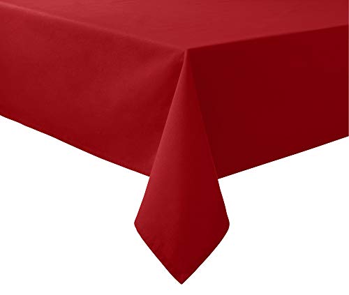 REDBEST Tischdecke, Tischwäsche Uni Seattle, 100% Baumwolle rot Größe 130x200 cm - Robustes, glattes Gewebe, mit hochwertigem Kuvertsaum von REDBEST