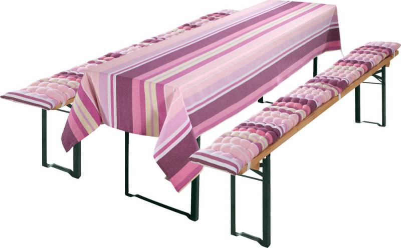 REDBEST Tischdecke Bierbank-Auflagen und Tischdecke 3-tlg., Streifen von REDBEST