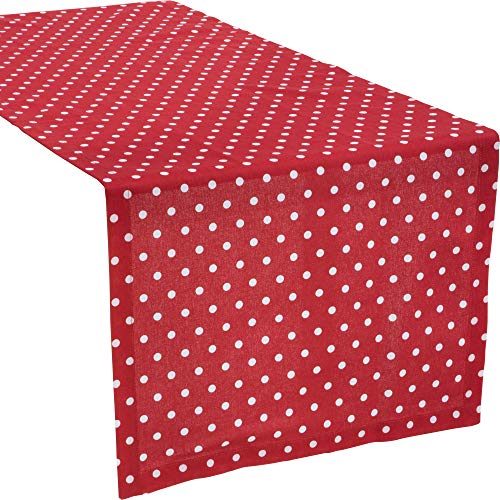 REDBEST Tischläufer, Tischdecke Punkte Orlando, 100% Baumwolle rot Größe 50x150 cm - Robustes, glattes Gewebe, mit Kuvertsaum von REDBEST