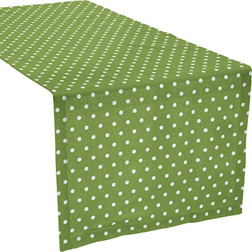 REDBEST Tischläufer, Tischdecke Punkte Orlando, 100% Baumwolle grün Größe 40x170 cm - Robustes, glattes Gewebe, mit Kuvertsaum (weitere Farben, Größen) von REDBEST