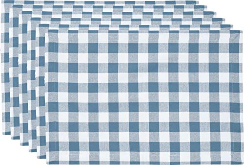 REDBEST Tischset, Platzset, Untersetzer 6er- Pack Landhaus karo Nashville blau Größe 30x45 cm - strapazierstark, langlebig, glattes Gewebe, mit Kuvertsaum (weitere Farben) von REDBEST