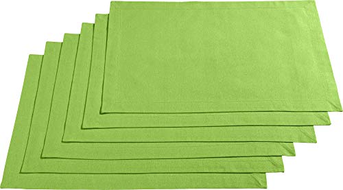 REDBEST Tischset, Platzset, Untersetzer Uni 6er-Pack Seattle, 100% Baumwolle apfelgrün Größe 30x45 cm - Robustes, glattes Gewebe, mit hochwertigem Kuvertsaum von REDBEST