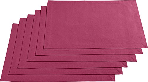 REDBEST Tischset, Platzset, Untersetzer Uni 6er-Pack Seattle, 100% Baumwolle Beere Größe 30x45 cm - Robustes, glattes Gewebe, mit hochwertigem Kuvertsaum von REDBEST