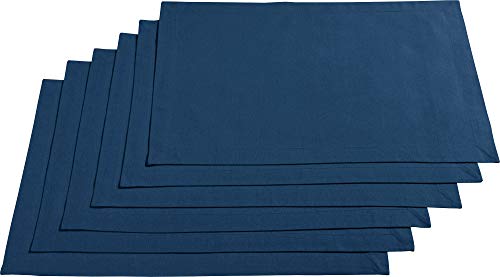REDBEST Tischset, Platzset, Untersetzer Uni 6er-Pack Seattle, 100% Baumwolle dunkelblau Größe 30x45 cm - Robustes, glattes Gewebe, mit hochwertigem Kuvertsaum von REDBEST