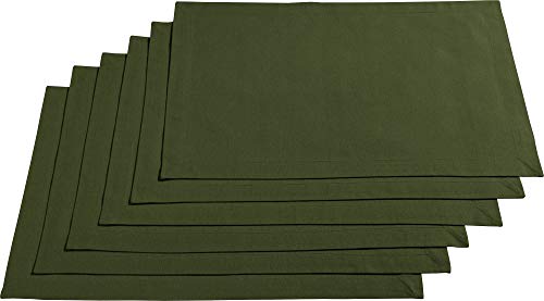 REDBEST Tischset, Platzset, Untersetzer Uni 6er-Pack Seattle, 100% Baumwolle - Robustes, glattes Gewebe, mit hochwertigem Kuvertsaum, dunkelgrün Größe 30x45 cm (weitere Farben) von REDBEST