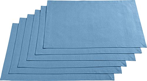 REDBEST Tischset, Platzset, Untersetzer Uni 6er-Pack Seattle, 100% Baumwolle hellblau Größe 30x45 cm - Robustes, glattes Gewebe, mit hochwertigem Kuvertsaum von REDBEST