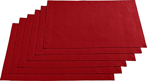 REDBEST Tischset, Platzset, Untersetzer Uni 6er-Pack Seattle, 100% Baumwolle - Robustes, glattes Gewebe, mit hochwertigem Kuvertsaum, rot Größe 30x45 cm (weitere Farben) von REDBEST