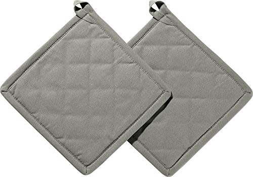 REDBEST Topflappen 2er-Pack Seattle, 100% Baumwolle grau Größe 20x20 cm - innen hitzebeständige Wattierung, außen feines, glattes Gewebe, mit Schlaufe (weitere Farben) REDBEST Topflappen 2er-Pack Seattle, 100% Baumwolle grau Größe 20x20 cm - innen hitzebeständige Wattierung, außen feines, glattes Gewebe, mit Schlaufe (weitere Farben) von REDBEST