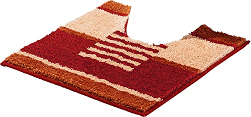 REDBEST WC-Umrandung mit Ausschnitt Houston - rutschhemmend, Flauschiger Flor, pflegeleicht, für Fußbodenheizung geeignet - Terra Größe 50x50 cm von REDBEST