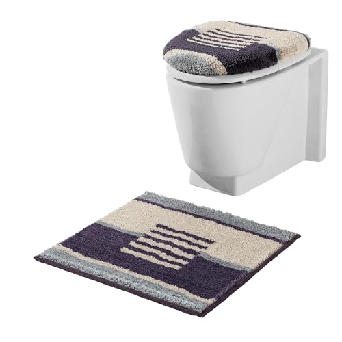 REDBEST WC-Vorlage ohne Ausschnitt Houston - rutschhemmend, Flauschiger Flor, pflegeleicht, für Fußbodenheizung geeignet - Taupe Größe 50x50 cm von REDBEST