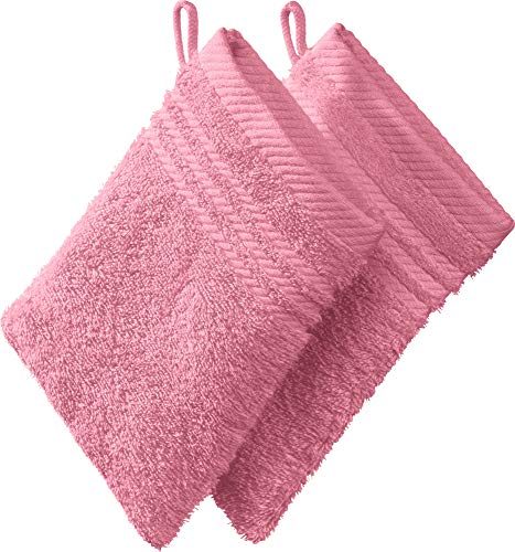 REDBEST Waschhandschuh, Waschlappen New York 2er- Pack rosa Größe 15x21 cm - leichte, weiche Qualität, saugstark, sehr strapazierfähig, 100% Baumwolle von REDBEST
