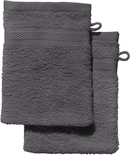 REDBEST Waschhandschuh 2er-Pack Chicago anthrazit Größe 15x21 cm - saugstark, strapazierfähig, ideal für Reisen, Sport (weitere Farben) von REDBEST