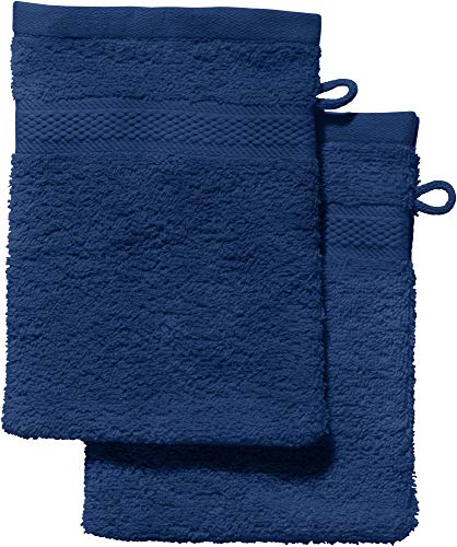 REDBEST Waschhandschuh 2er-Pack Chicago dunkelblau Größe 15x21 cm - saugstark, strapazierfähig, ideal für Reisen, Sport (weitere Farben) von REDBEST
