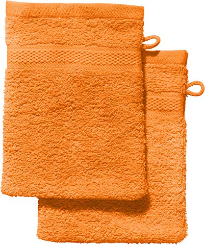 REDBEST Waschhandschuh 2er-Pack Chicago orange Größe 15x21 cm - saugstark, strapazierfähig, ideal für Reisen, Sport (weitere Farben) von REDBEST