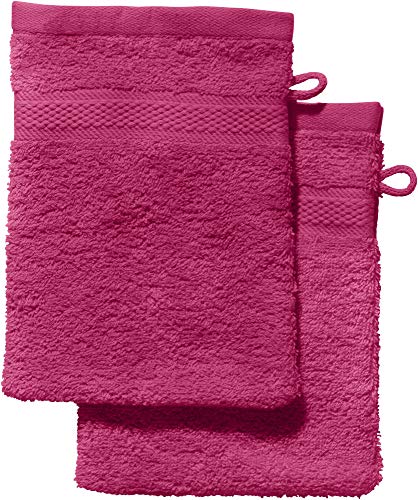REDBEST Waschhandschuh 2er-Pack Chicago Fuchsia Größe 15x21 cm - saugstark, strapazierfähig, ideal für Reisen, Sport (weitere Farben) von REDBEST