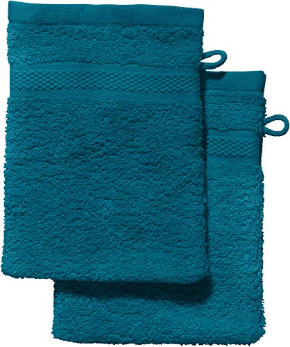 REDBEST Waschhandschuh 2er-Pack Chicago Petrol Größe 15x21 cm - saugstark, strapazierfähig, ideal für Reisen, Sport (weitere Farben) von REDBEST