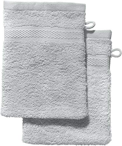 REDBEST Waschhandschuh 2er-Pack Chicago Silber Größe 15x21 cm - saugstark, strapazierfähig, ideal für Reisen, Sport (weitere Farben) von REDBEST