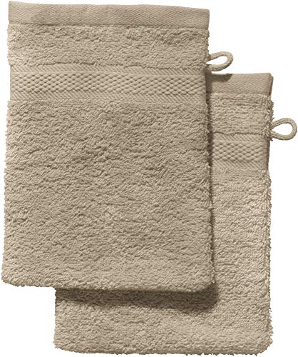 REDBEST Waschhandschuh 2er-Pack Chicago Taupe Größe 15x21 cm - saugstark, strapazierfähig, ideal für Reisen, Sport (weitere Farben) von REDBEST