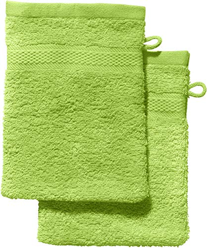 REDBEST Waschhandschuh 2er-Pack Chicago apfelgrün Größe 15x21 cm - saugstark, strapazierfähig, ideal für Reisen, Sport (weitere Farben) von REDBEST
