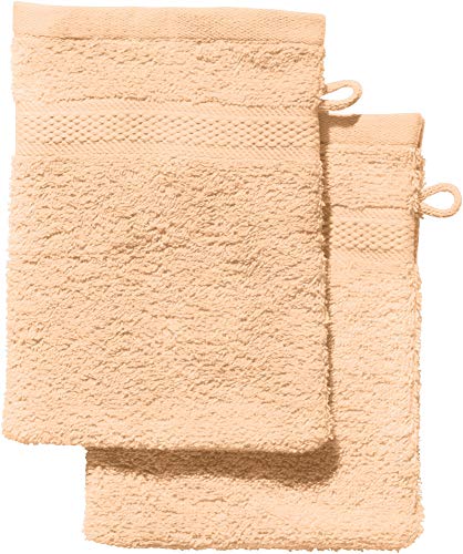 REDBEST Waschhandschuh 2er-Pack Chicago apricot Größe 15x21 cm - saugstark, strapazierfähig, ideal für Reisen, Sport (weitere Farben) von REDBEST