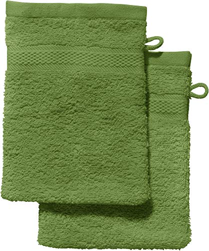 REDBEST Waschhandschuh 2er-Pack Chicago grün Größe 15x21 cm - saugstark, strapazierfähig, ideal für Reisen, Sport (weitere Farben) von REDBEST