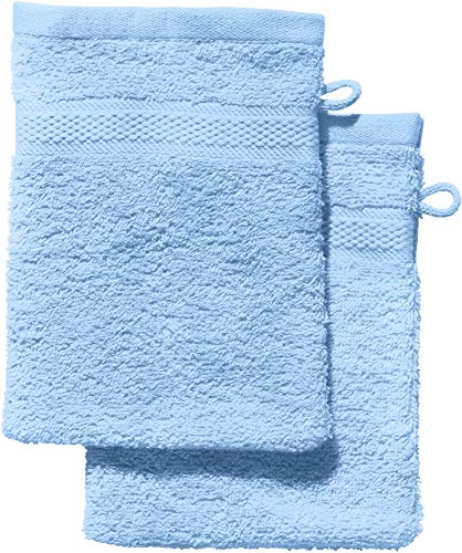 REDBEST Waschhandschuh 2er-Pack Chicago hellblau Größe 15x21 cm - saugstark, strapazierfähig, ideal für Reisen, Sport (weitere Farben) von REDBEST