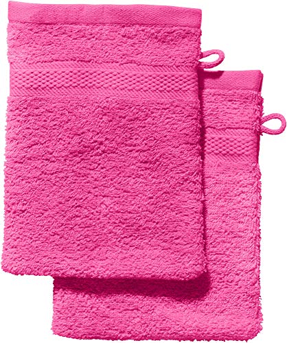 REDBEST Waschhandschuh 2er-Pack Chicago pink Größe 15x21 cm - saugstark, strapazierfähig, ideal für Reisen, Sport (weitere Farben) von REDBEST
