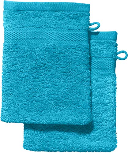 REDBEST Waschhandschuh 2er-Pack Chicago türkis Größe 15x21 cm - saugstark, strapazierfähig, ideal für Reisen, Sport (weitere Farben) von REDBEST