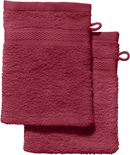 REDBEST Waschhandschuh 2er-Pack Chicago weinrot Größe 15x21 cm - saugstark, strapazierfähig, ideal für Reisen, Sport (weitere Farben) von REDBEST