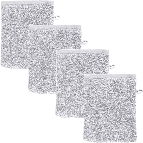 REDBEST Waschhandschuh Oceanside 4er-Pack Walk-Frottier Silber Größe 16x21 cm von REDBEST