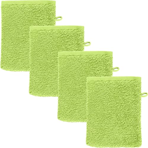 REDBEST Waschhandschuh Oceanside 4er-Pack Walk-Frottier apfelgrün Größe 16x21 cm von REDBEST
