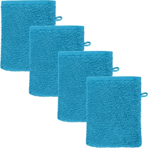 REDBEST Waschhandschuh Oceanside 4er-Pack Walk-Frottier türkis Größe 16x21 cm von REDBEST