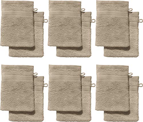 REDBEST Waschhandschuhe, Waschlappen 12er-Pack Chicago - saugstark, strapazierfähig, ideal für Reisen, Sport - Taupe Größe 15x21 cm (weitere Farben) von REDBEST