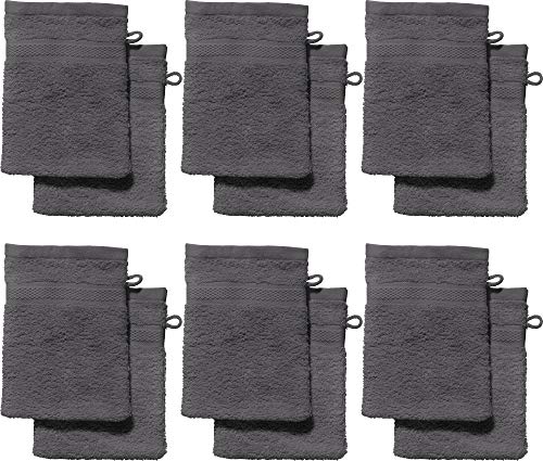 REDBEST Waschhandschuhe, Waschlappen 12er-Pack Chicago anthrazit Größe 15x21 cm - saugstark, strapazierfähig, ideal für Reisen, Sport (weitere Farben) von REDBEST