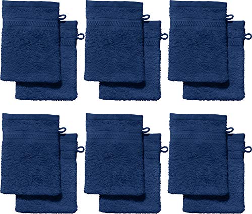 REDBEST Waschhandschuhe, Waschlappen 12er-Pack Chicago - saugstark, strapazierfähig, ideal für Reisen, Sport - dunkelblau Größe 15x21 cm (weitere Farben) von REDBEST