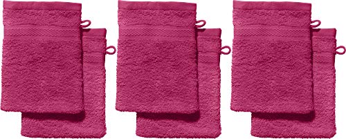 REDBEST Waschhandschuhe, Waschlappen 6er-Pack Chicago - saugstark, strapazierfähig, ideal für Reisen, Sport - Fuchsia Größe 15x21 cm (weitere Farben) von REDBEST