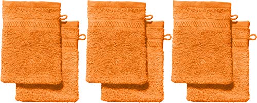 REDBEST Waschhandschuhe, Waschlappen 6er-Pack Chicago - saugstark, strapazierfähig, ideal für Reisen, Sport - orange Größe 15x21 cm (weitere Farben) von REDBEST