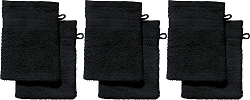 REDBEST Waschhandschuhe, Waschlappen 6er-Pack Chicago - saugstark, strapazierfähig, ideal für Reisen, Sport - schwarz Größe 15x21 cm (weitere Farben) von REDBEST