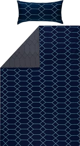 REDBEST Wendebettwäsche Biber blau-Silber Größe 135x200 cm (40x80 cm) von REDBEST