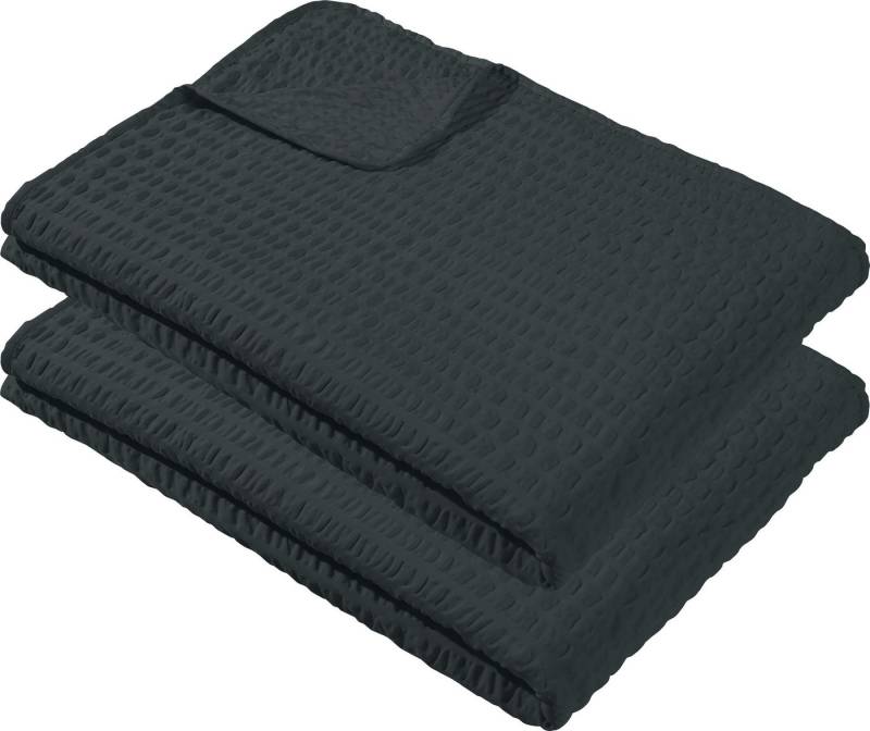 Wohndecke Sommerdecke "Detroit" 2er-Pack, REDBEST, Microfaser-Seersucker Uni von REDBEST