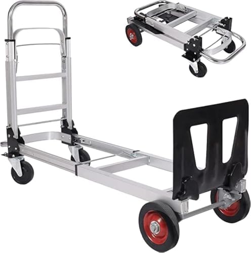 REDCAMP 2-in-1 Aluminium-Sackkarre, zusammenklappbar, umwandelbarer Handwagen mit 4 Rädern, 150 kg Tragkraft, robuster Multi-Positions-Handtruck, Flachformwagen REDCAMP 2-in-1 Aluminium-Sackkarre, zusammenklappbar, umwandelbarer Handwagen mit 4 Rädern, 150 kg Tragkraft, robuster Multi-Positions-Handtruck, Flachformwagen von REDCAMP