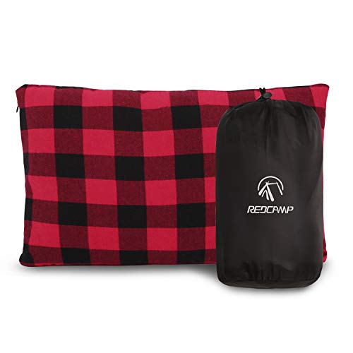 REDCAMP 30x40/50cm Camping Kopfkissen Komprimierbar, Campingkissen Weich Leicht, Reise Kissen Cover Pillow Outdoor, Kleines Kissen Blau Rot Grau Grün Mehrweg (Rot und schwarz) von REDCAMP