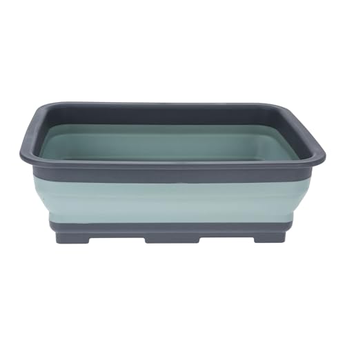 REDCLIFFS Spülschüssel 37x27x12cm 8L Kunststoff faltbar rechteckig - Faltbare Schüssel für Camping - platzsparende Waschschüssel - Campingschüssel - Grau Grün von Redcliffs