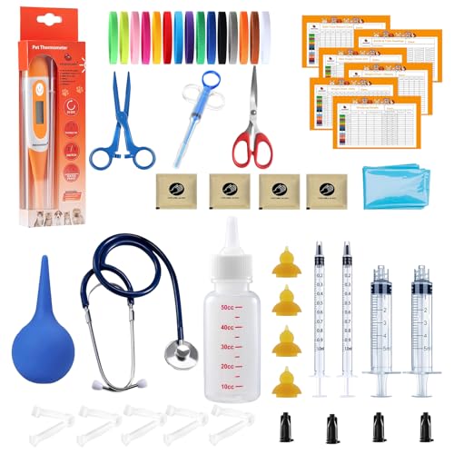 REDDOUDOU Welpen-Welpen-Welpenset, Welpenset, Welpenset mit Fütterungsnippel, Flasche, Stethoskop, Schere, Kordelklemmen, Sauger usw. Komplettes Set von REDDOUDOU