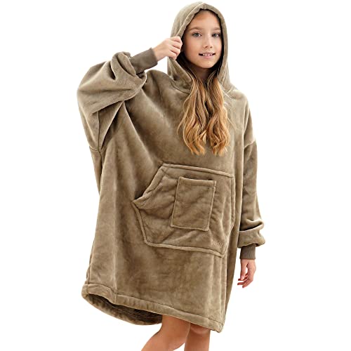 REDESS Decke mit Ärmeln Decken Hoodie Sweatshirt, tragbare Decke, übergroßer Sherpa mit Ärmeln und Riesentasche, kuscheliger Kapuzenpullover, warm für erwachsene Kinder von REDESS